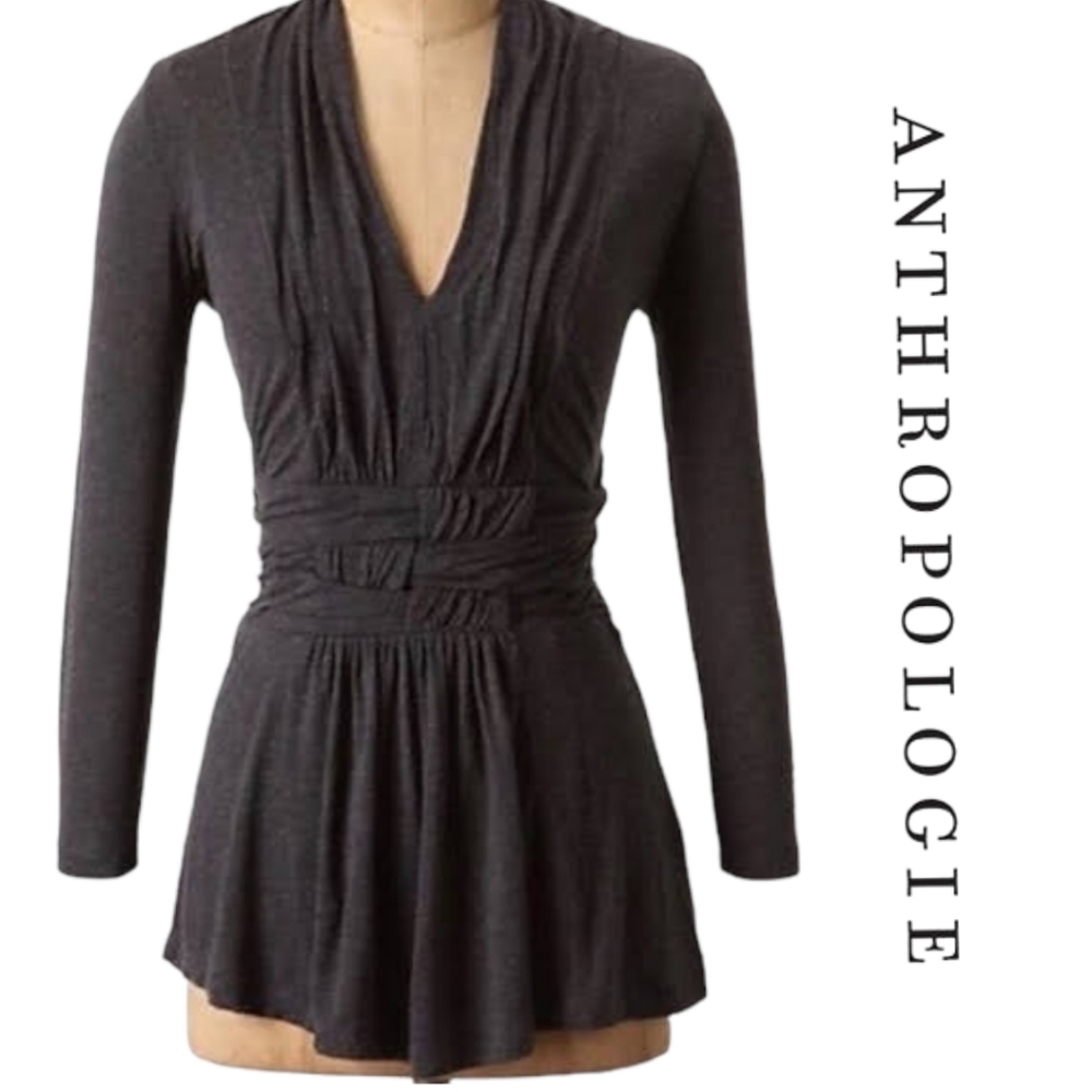 Anthropologie Grey Basket Weave top - Medium